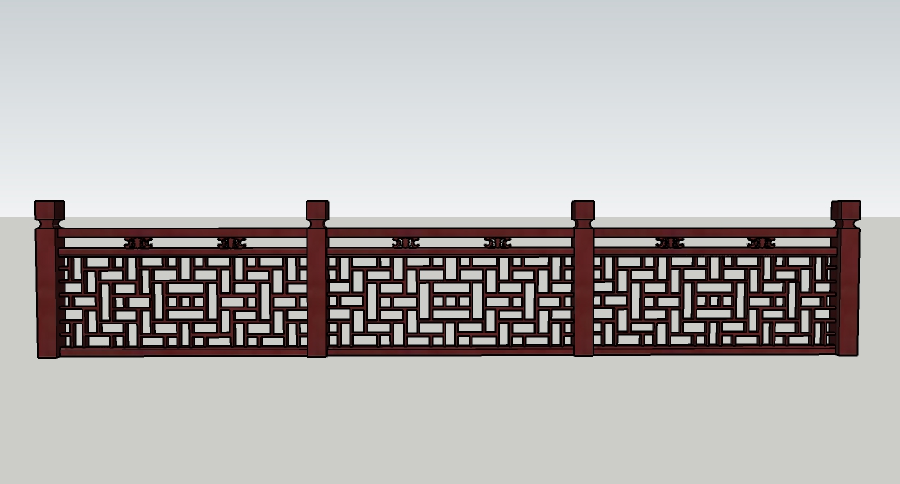 中式围栏  木栏杆  护栏    复古镂空栏杆