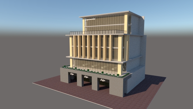 商业楼   超市 商场  咖啡店   建筑模型