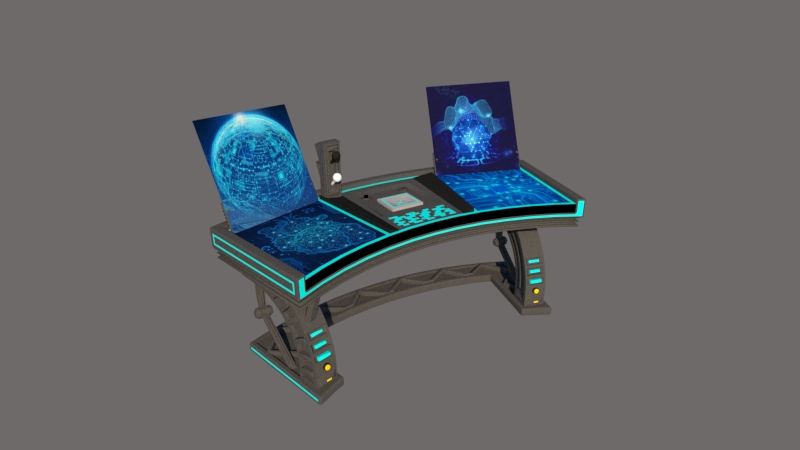 科幻工作台 控制台 未来计算机操作台   电脑桌