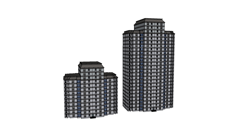 现代城市建筑模型  居民楼  楼房