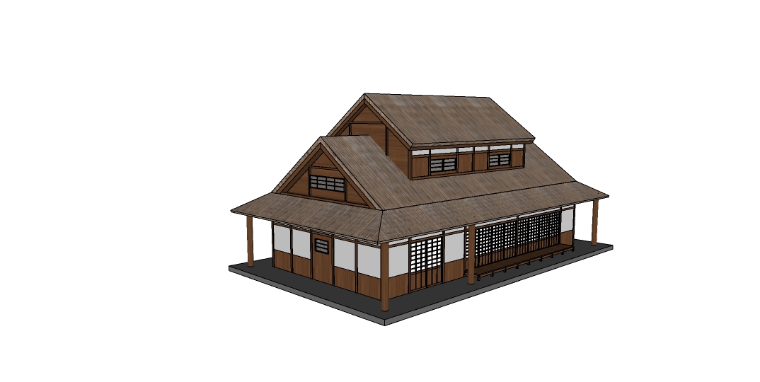 日式建筑模型 房屋 日式古建筑 木屋