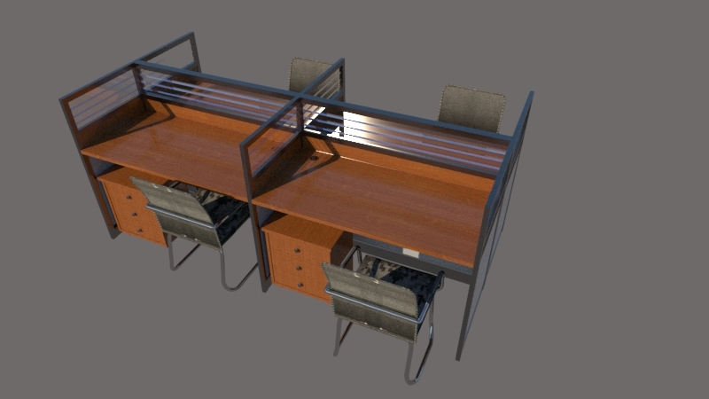 SU模型现代风工位桌椅